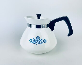 Vintage Blue Cornflower Corning Ware Coffee/Teapot (#P104-B) - 6 Cup Capacity - Made In Canada