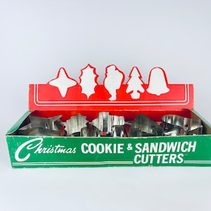 Vintage Weihnachtsmetall Keks + Sandwich Cutters - Set mit fünf (5) - Weihnachtsbackgeschenk