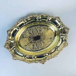 Vintage Viking Plate Ornate Oval Solid Brass Bowl – Made in Canada