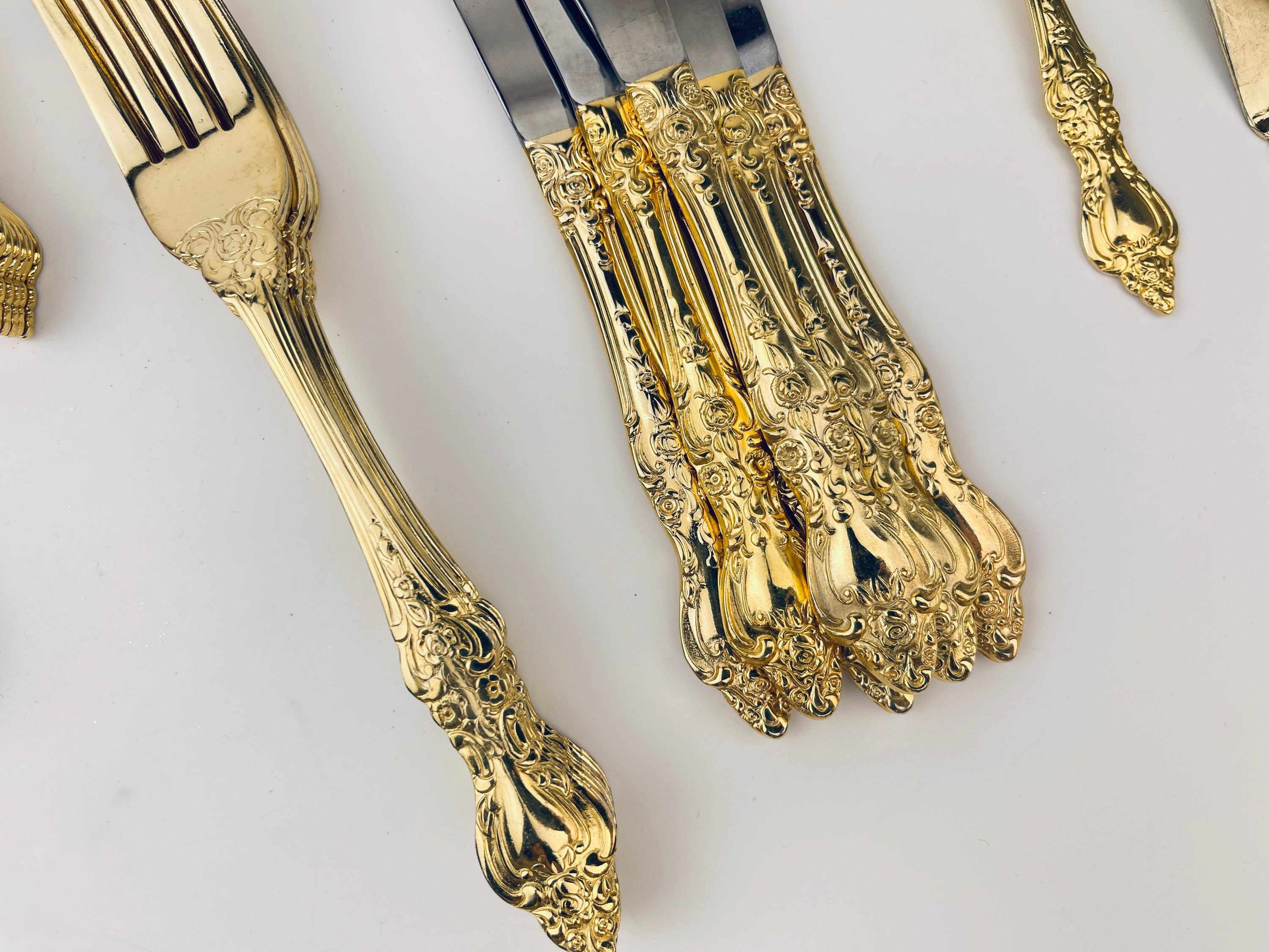 Vintage Ornate Gold Plated Northcraft + Royal Sealy Flatware