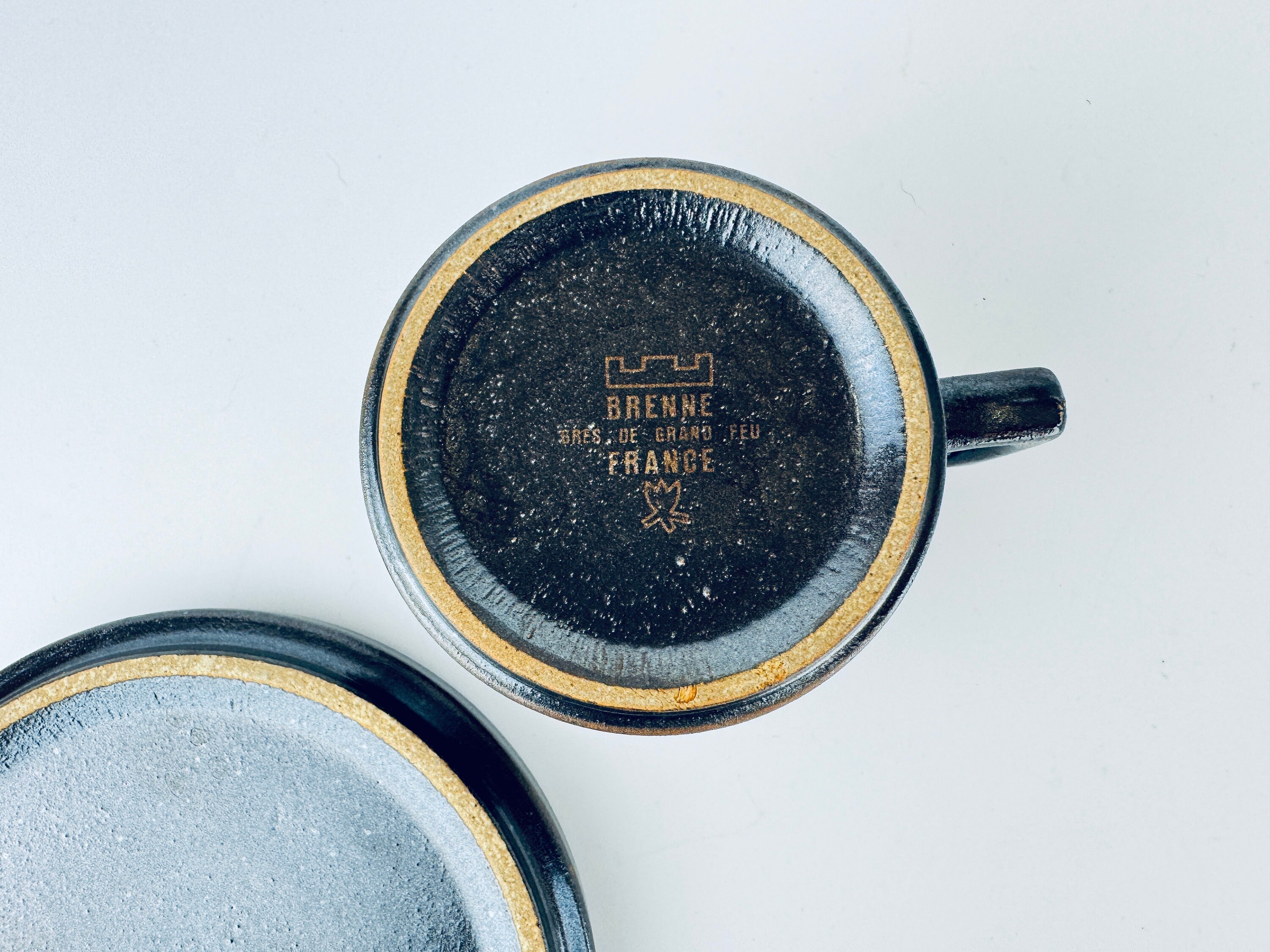 Lot De 4 Tasses à Thé Brenne En Grès De France Avec Sous-tasses - Couleur Marron