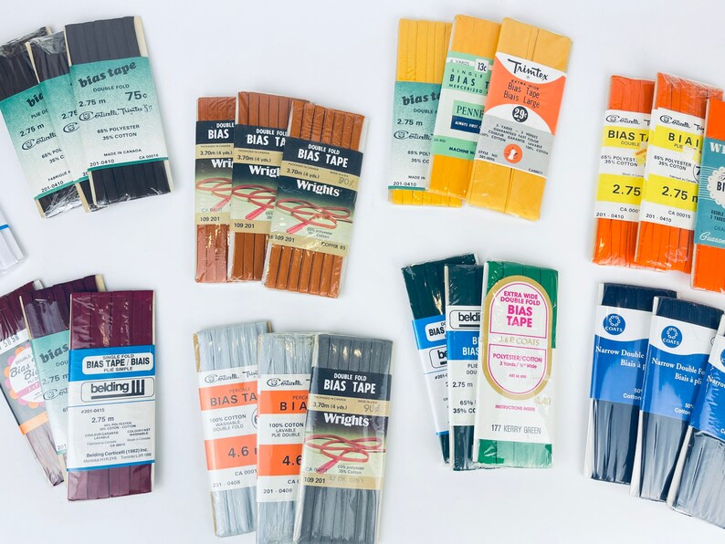 Vintage Schrägband - Verschiedene Farben + Breiten - Made In Canada/USA - New Old Stock (NOS) - Polyester + Baumwollmischung Bild 4