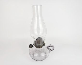Vintage 1940s Amethyst Glass Finger Oil Lamp - Cottage Table Lighting