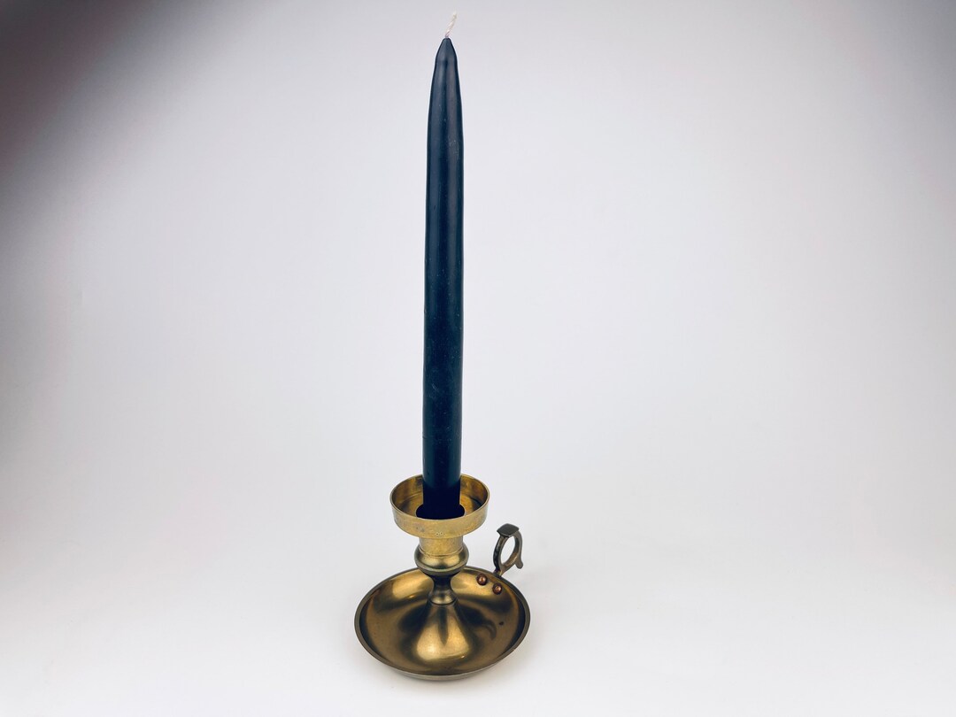 Vintage Brass Chamber Candlestick Holder Finger Loop Handle Attractive