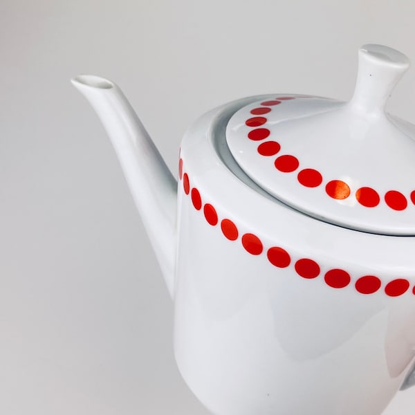 Vintage Northland Red Polka Dot Pattern Kettle/Teapot - Fine China