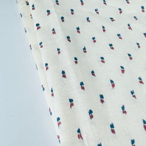 Vintage 1980s Beige Pink + Blue Abstract Print Fabric - 40&quot; x 44&quot;