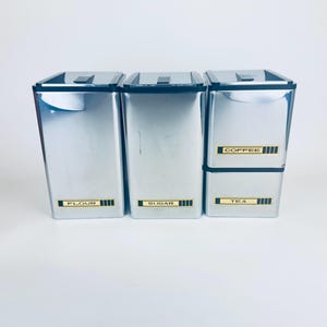 Vintage &#39;KROMEX&#39; Silver Chrome Metal Countertop Canisters - Set of Four (4) - Made In USA