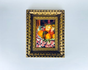 Vintage Hollywood Regency Gold Gilt Faux-Wood Carved Picture Frame – 1970s Wall Display