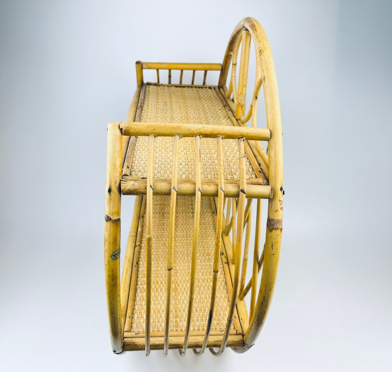 Vintage Round Bamboo Rattan Wall Shelf Twotier BOHO Etsy