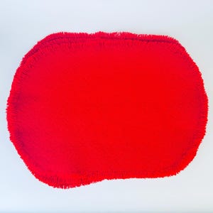 Vintage Red Oval Fringe Place Mats - Set of Six (6)