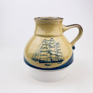 Vintage Clipper Boat Ship 'No-Drip' Drip Glazed Handled Stoneware Mug - Made in Japan - Design By Bruce E Hart - Sold Separately