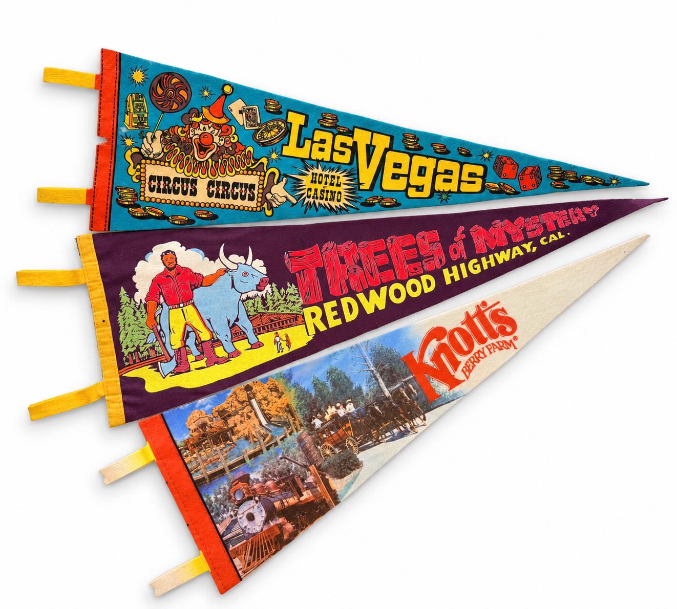 50s 60s 70s アメリカ ビンテージ フェルト 三角ペナント 5枚セット Vintage American Souvenir Tapered Felt Pennant/wall Hangings