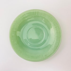 Vintage 1950s Fire-King Jadeite Ribbed Saucer – “Jane Ray” Opaque Milk-Glass Saucer for Tea or Display
