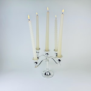 Vintage Ornate Silver Plated Candelabra Candlestick Holder - Green Felt Bottom - Made In England