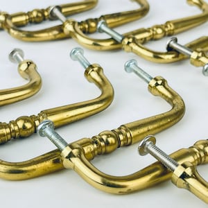 Vintage Horizontal Solid Brass Drawer Pull/Hardware - Attractive Aged Brass Patina - Sold Separately