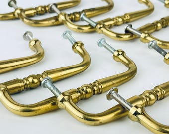 Poignée de tiroir horizontale vintage en laiton massif/quincaillerie - Belle patine laiton vieilli - Vendu séparément