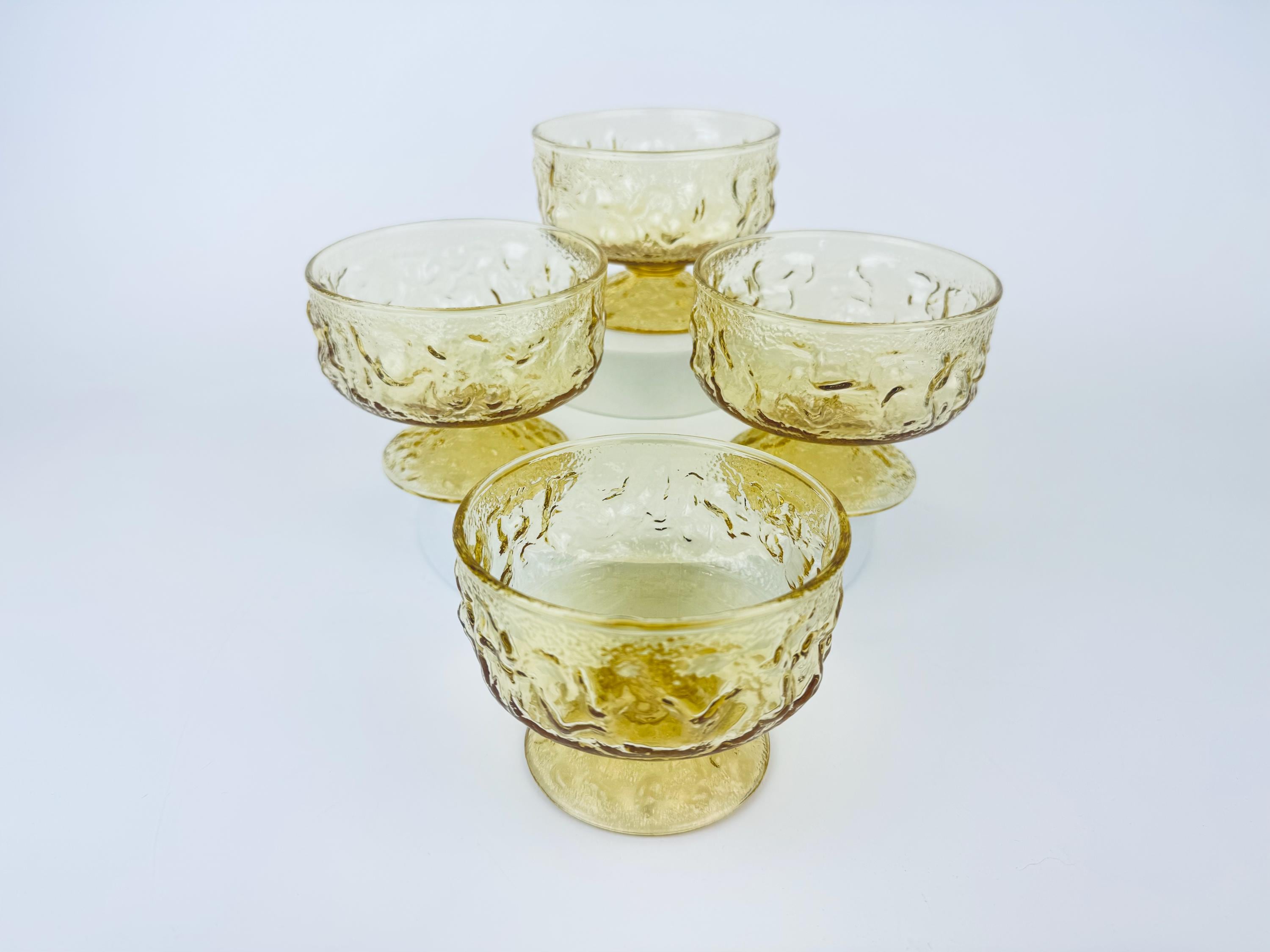Vintage Amber Anchor Hocking Crinkle 'lido' Milano Footed Sherbet