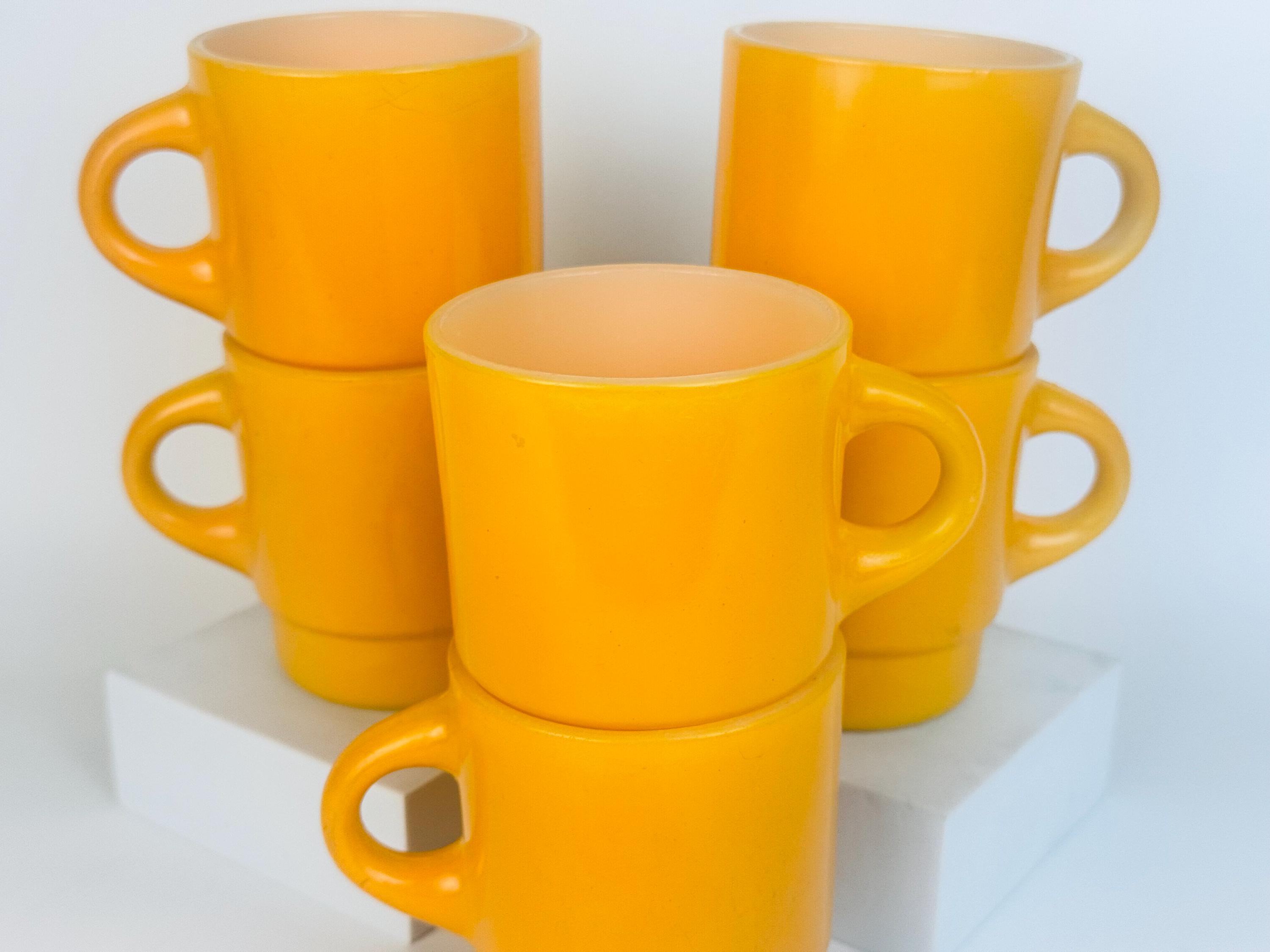 Vintage Anchor Hocking Fire King Golden Yellow Stackable Glass Mug