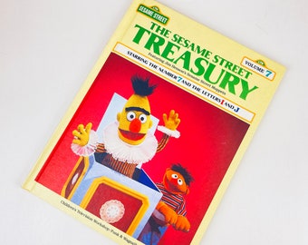 Vintage The Sesame Street Treasury Hardcover Book - Volume 7 - Staring The Number 7 + The Letters I + J - Made in USA