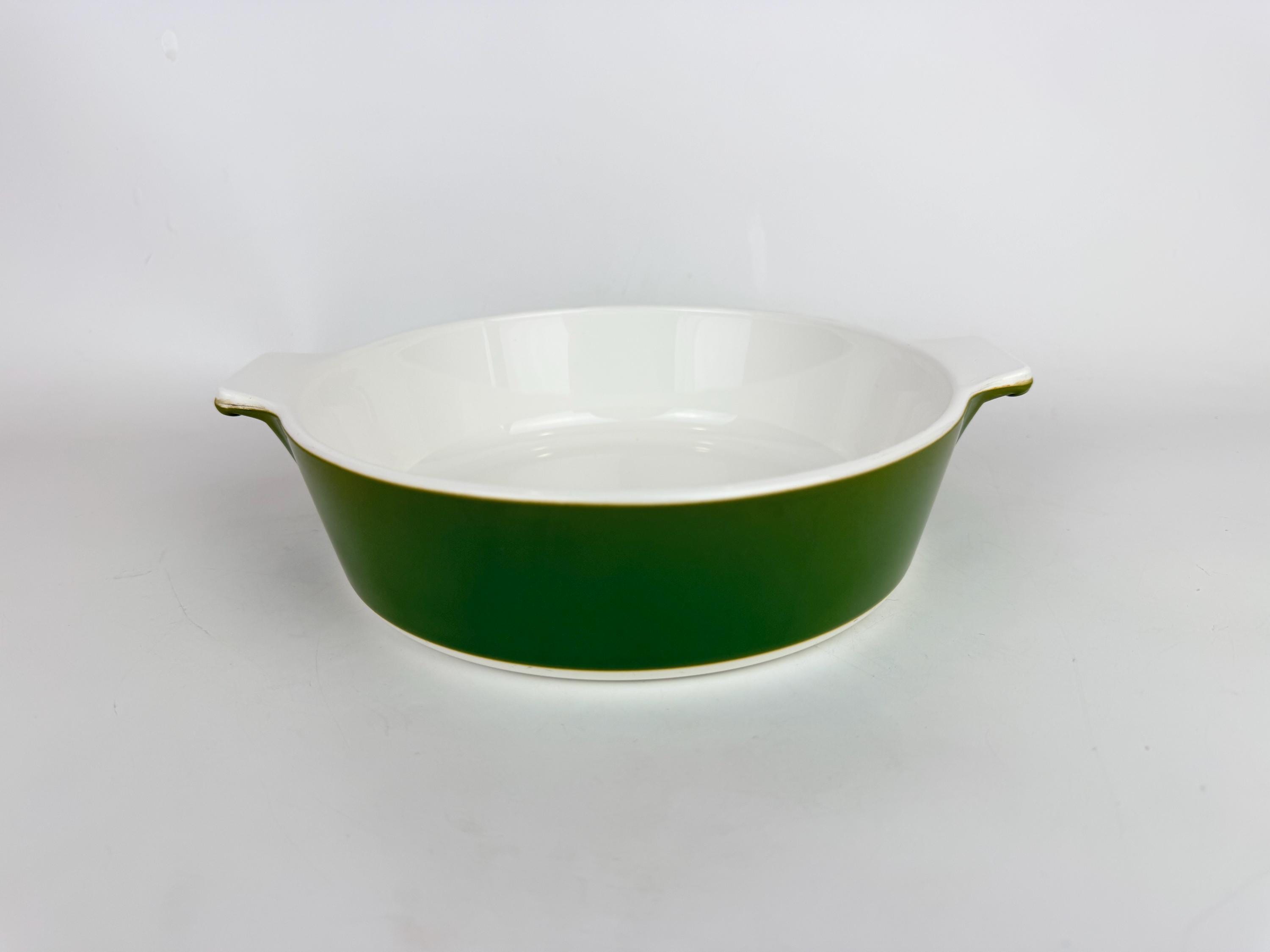 Vintage Corning Ware Avocado Green & White Ceramic Buffet Server
