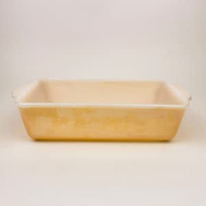 Piatto da plumcake vintage 'Fire King' color pesca (#409) - Capacità 1 QT - Prodotto negli USA