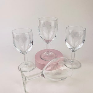 Vintage Etched Polka Dot Clear Port/Sherry Glasses - Set Of Four (4)