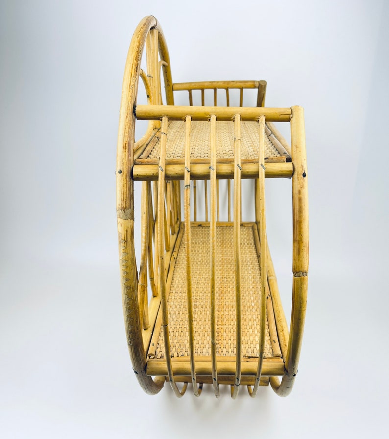 Vintage Round Bamboo Rattan Wall Shelf Twotier BOHO Etsy