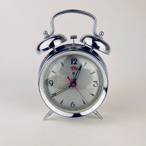 Vintage 'Polaris' Silver Wind Up Alarm Clocks - Loud Double Bell