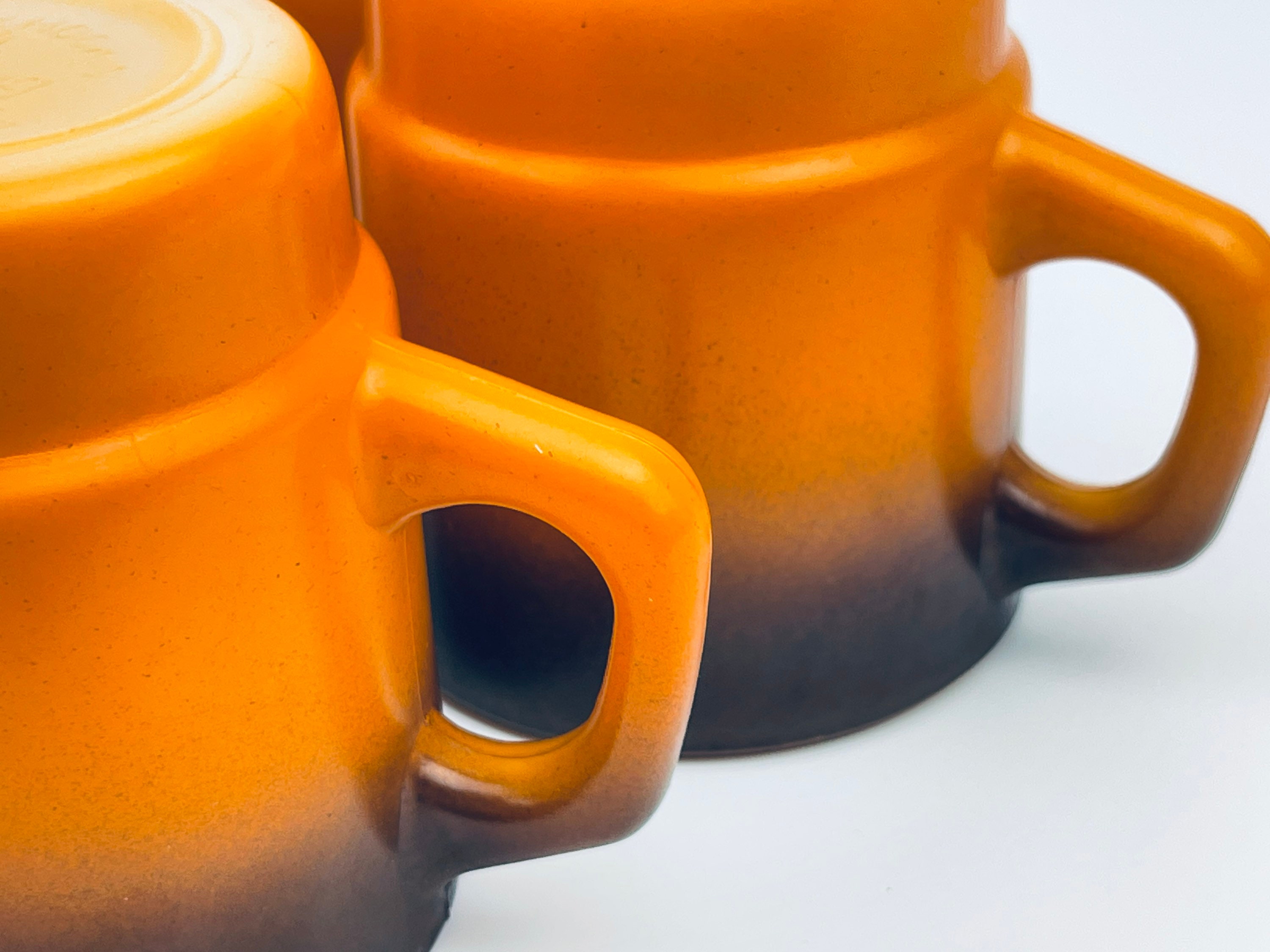 Vintage Anchor Hocking Fire King Orange + Brown Ombre Milk Glass