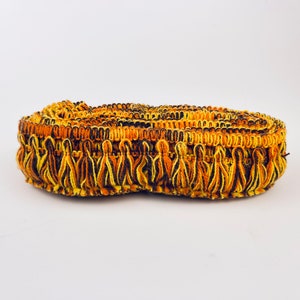 Tissu d'ameublement tissé jaune/orange vintage des années 70/garniture de rideau - trois (3) mètres - matériau automne/Halloween
