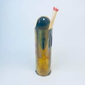 Vintage Brass Match Holder - Side Strike Pocket - Attractive Aged Metal Patina