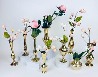 Vintage Assorted Brass Vases - Centrepiece + Wedding Floral Arrangements - Sets Sold Separately