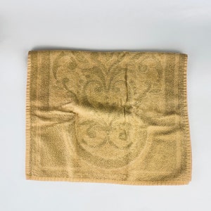 Vintage Italian Gold Hand Towel - Floral Swirl Pattern - Cotton Blend - Made In Italy