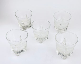 Vintage "Ice" Textured Libbey Glasses - Set of Five (5) - Lowball Glasses