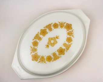 Vintage Schmetterling Gold Pyrex Geteilte Auflaufform (1 QT)