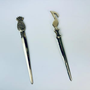 Abacaxi de latão maciço vintage + abridor de cartas com notas musicais - vendido separadamente