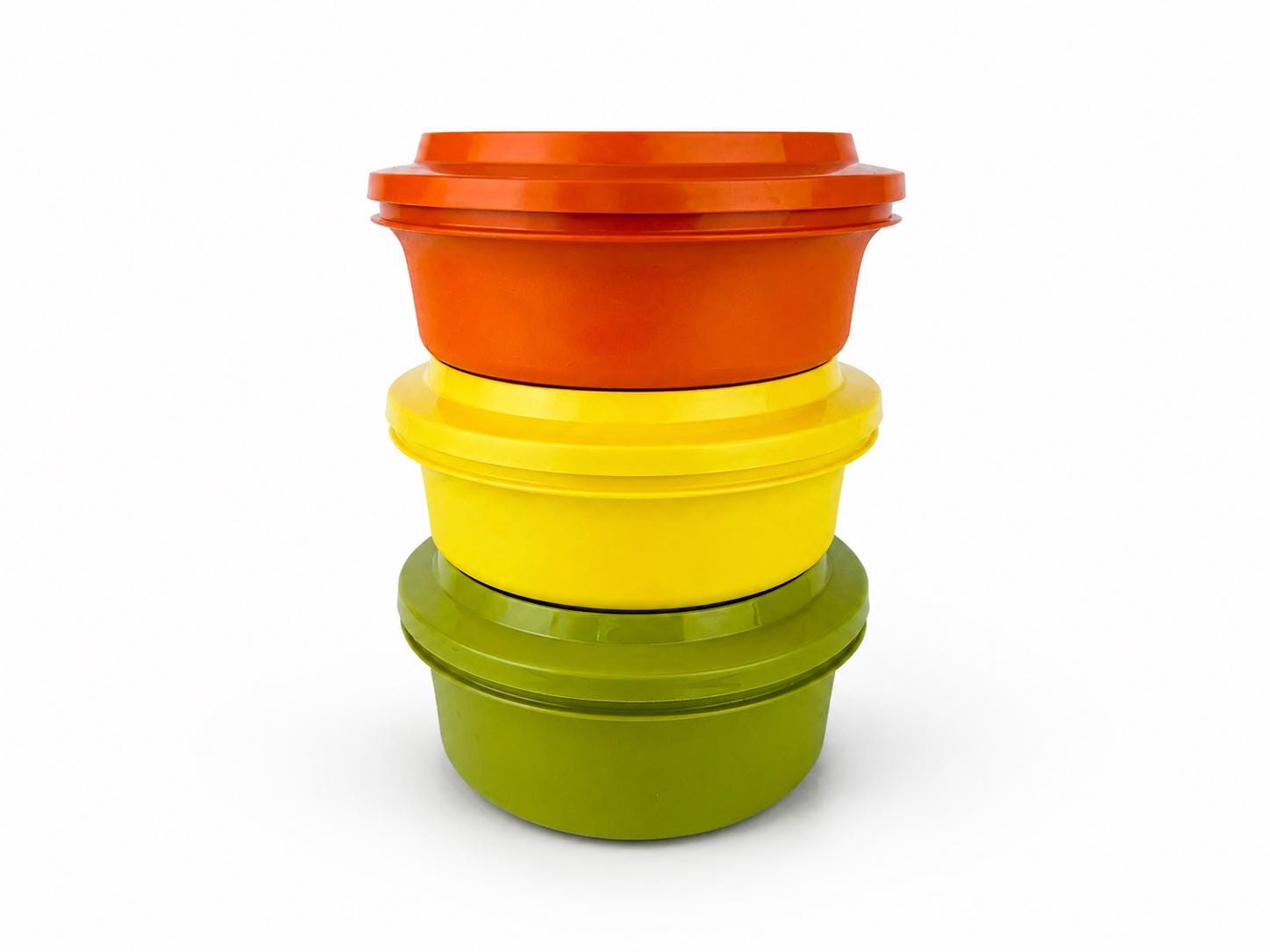 Vintage Plastic Tupperware Container Set - Harvest Orange + Yellow