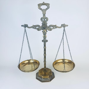 Vintage Ornate Brass Balance Scale - Decorative Justice Scales - Law Office Decor