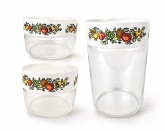 Vintage Air Tight Pyrex 'Spice of Life' Glass + Plastic Jar/Container - Made In USA - Sold Separately