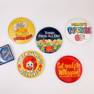 Vintage Promotional McDonald&#39;s Canada Restaurant Pins/Pinback Buttons - Sold Individually - Made In Canada