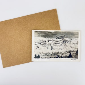 Carte postale vintage historique de Virginia City, Montana - Impression sur papier Kodak - Noir et blanc