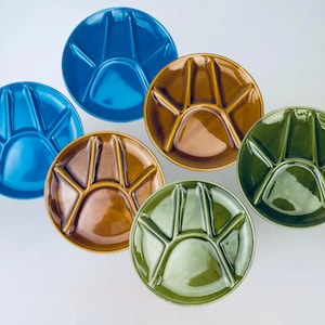 Vintage &#39;Niderville&#39; France Glazed Ceramic 8.5&quot; Fondue/Sushi Plates - Set of Two (2) - Made In France - Colour Sets Sold Separately