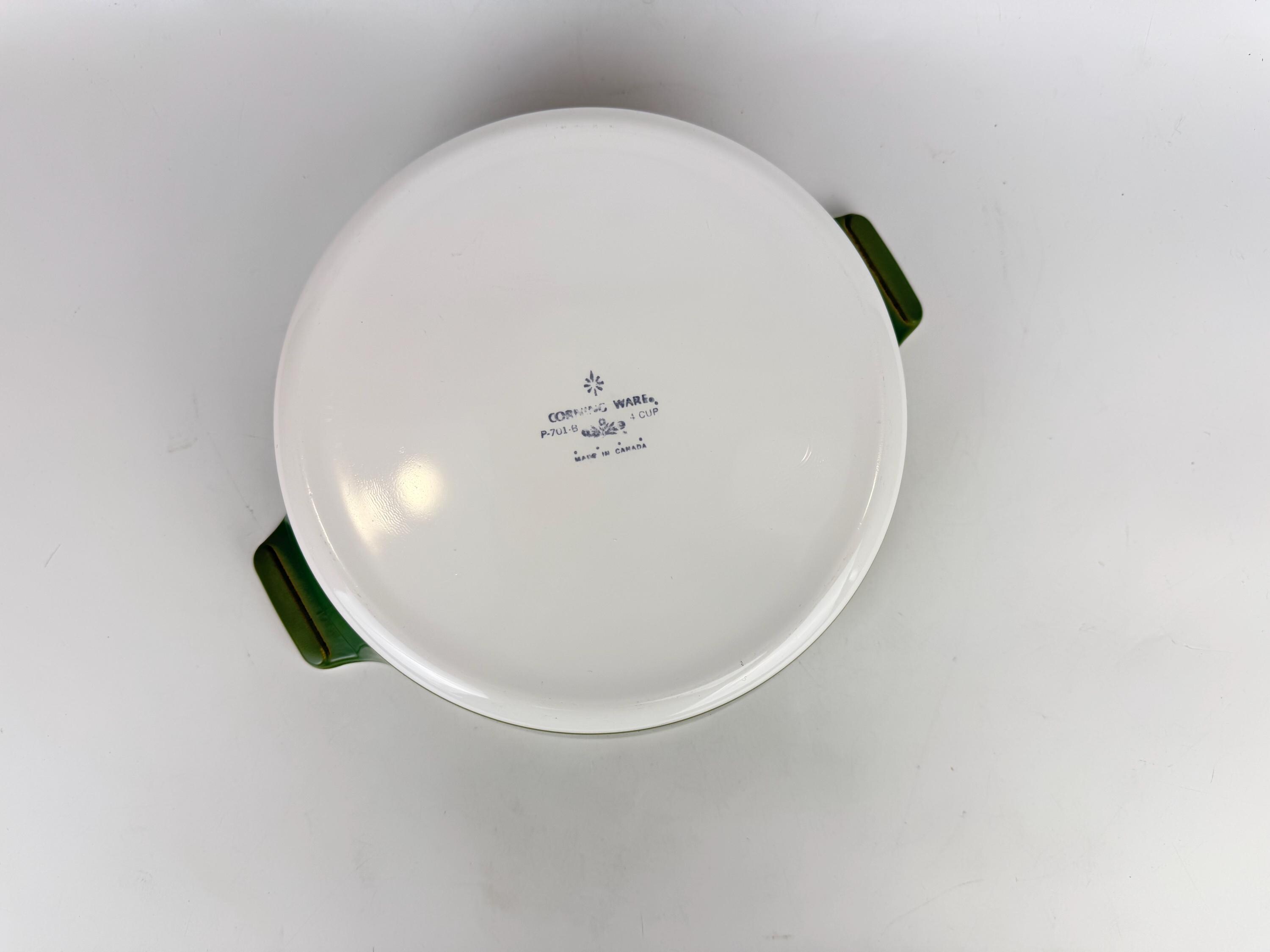 Vintage Corning Ware Avocado Green & White Ceramic Buffet Server