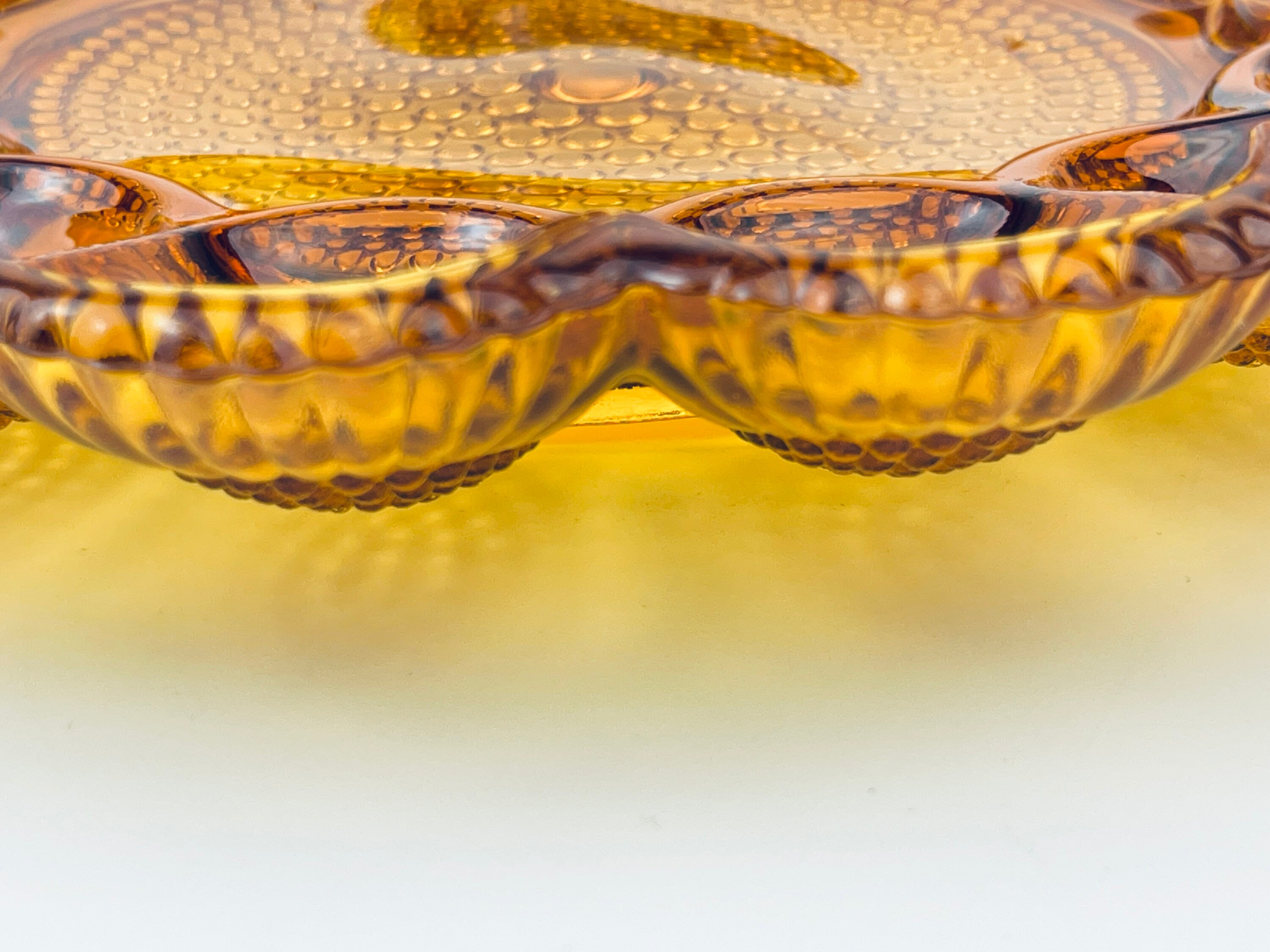 Vintage Amber Glass Egg Plate Sunflower Shaped Indiana Glass Etsy