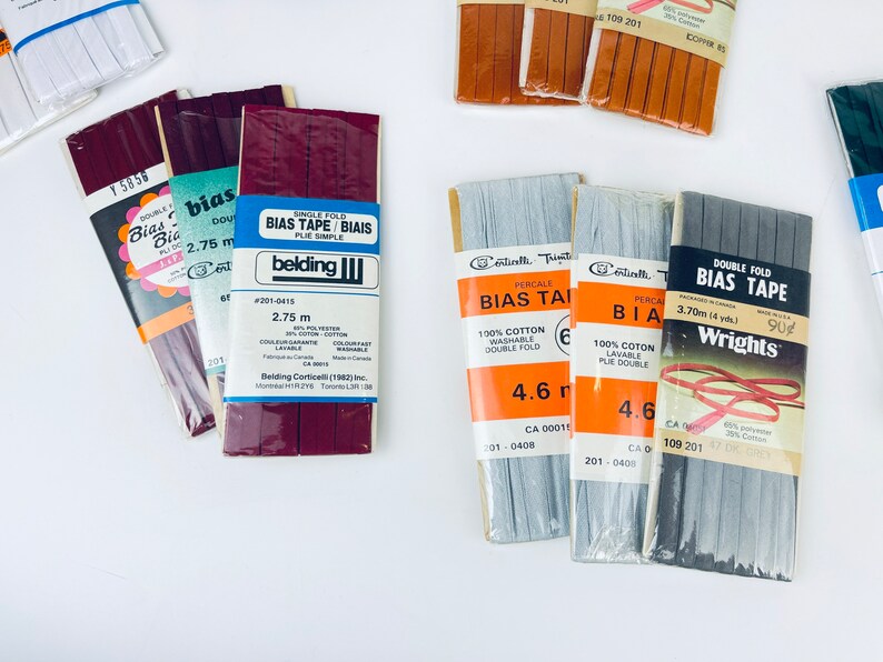 Vintage Schrägband - Verschiedene Farben + Breiten - Made In Canada/USA - New Old Stock (NOS) - Polyester + Baumwollmischung Bild 3