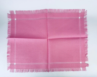 Vintage Bright Pink Fringe Style Rectangular Place Mats - Set of Six (6)