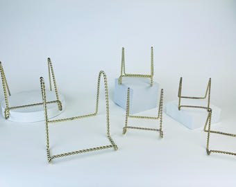 Vintage Twisted Gold Metal Easel Plate Holder - Sold Separately