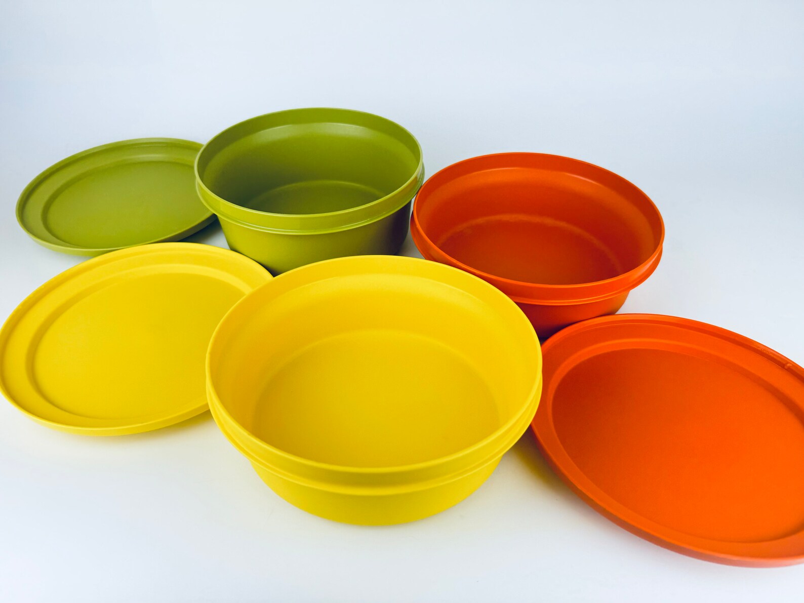 Vintage Plastic Tupperware Container Set - Harvest Orange + Yellow ...