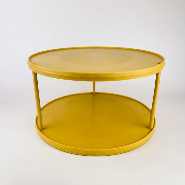 Vintage Two-Tiered Golden Harvest Yellow Circular Lazy Susan - Made By Rubbermaid (Model # JBI-2709) - Organizational Caddy