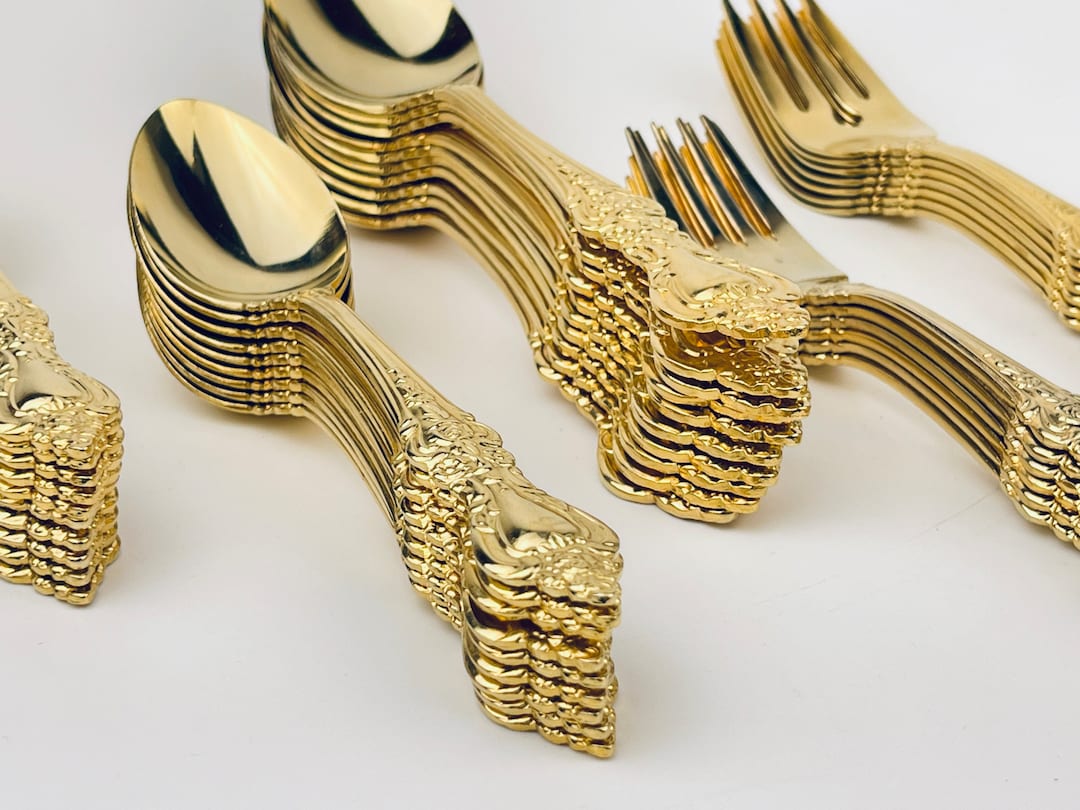 Vintage Ornate Gold Plated Northcraft + Royal Sealy Flatware